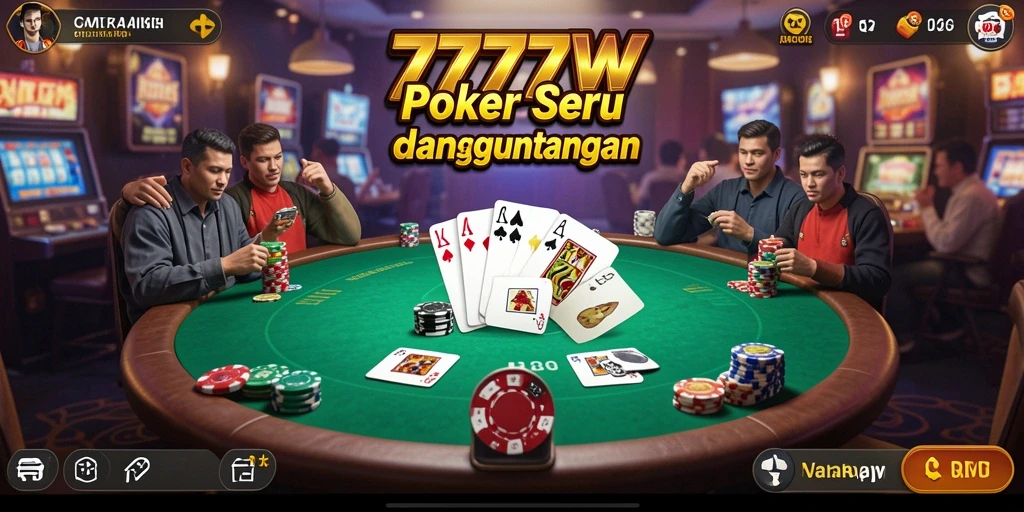Tampilan menarik dari gameplay Poker di 7777W.