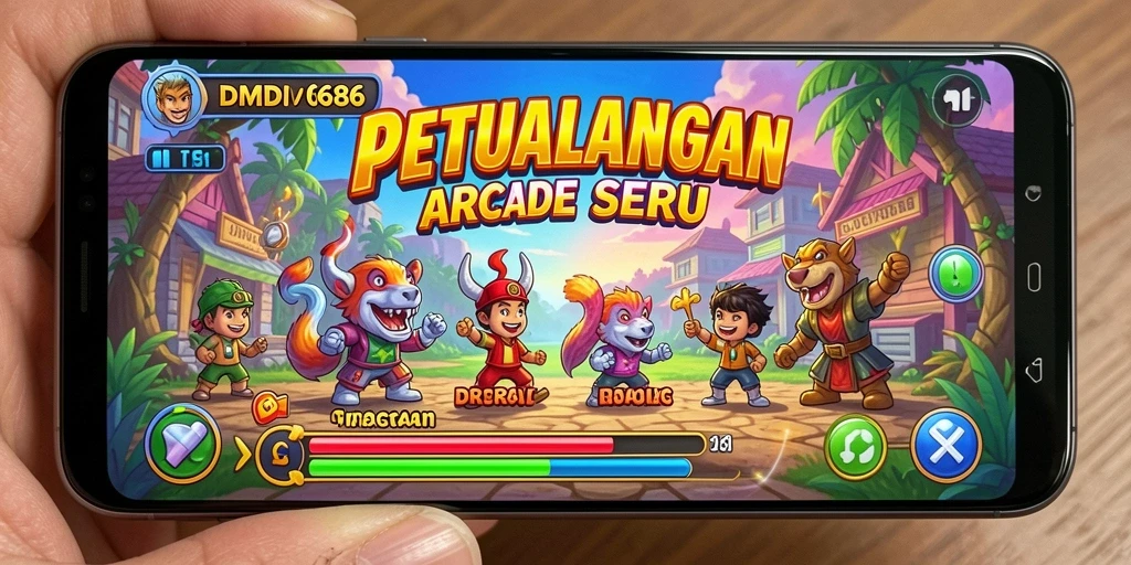 Tampilan gameplay seru DMD686 yang penuh tantangan dalam dunia Arcade.