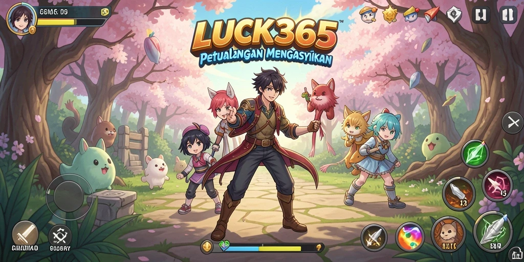 Tampilan gameplay LUCK365 dengan aksi menarik dalam dunia anime.
