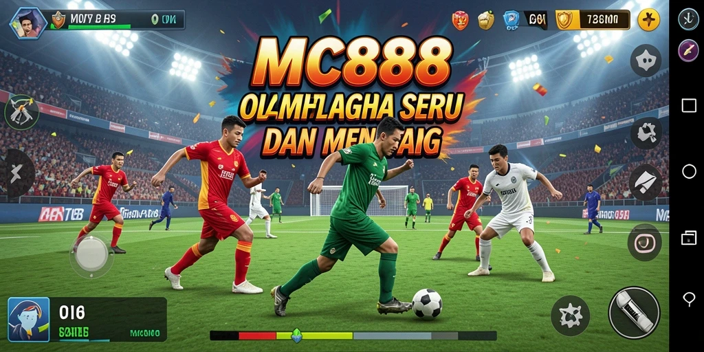 Screenshot gameplay MC888 yang menunjukkan aksi olahraga yang mendebarkan.