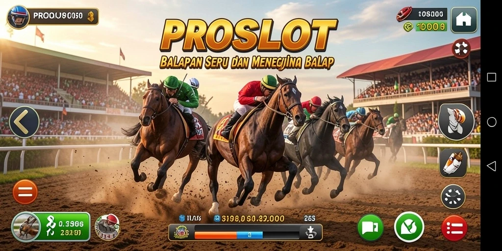 Tampilan seru gameplay PROSLOT saat balapan di trek yang menantang.