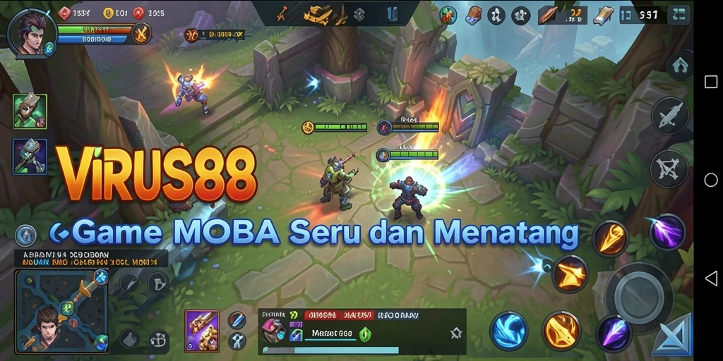 Tampilan gameplay seru dalam VIRUS88 dengan aksi pemain MOBA.
