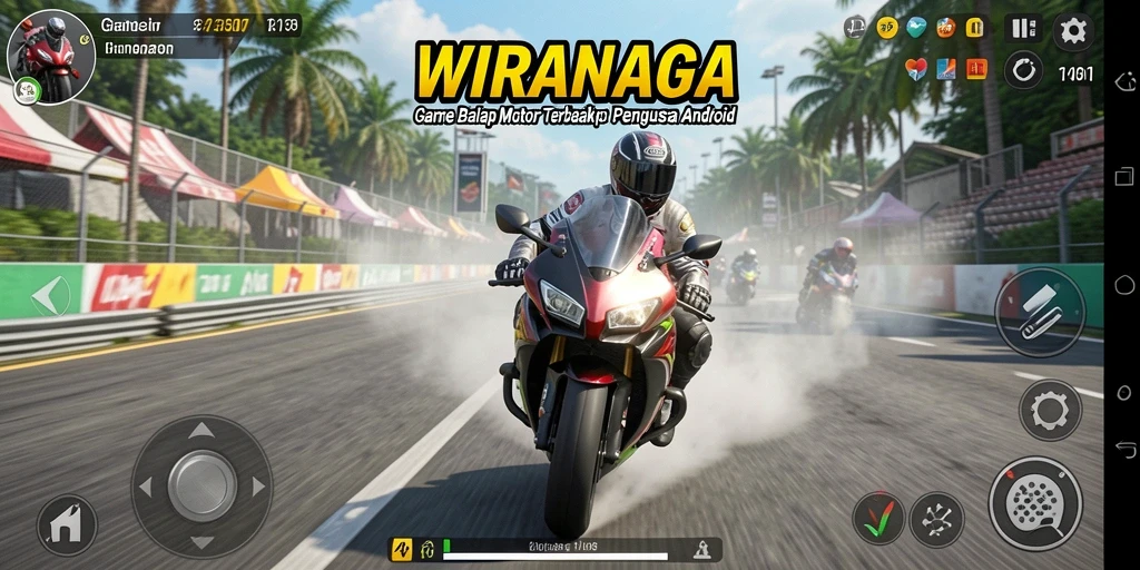 Gameplay seru dan mendebarkan dalam WIRANAGA dengan berbagai trek balap.